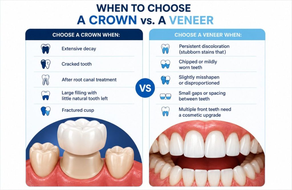 when to choose a crown and veneers